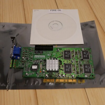 Diamond Fire GL 1000 1K PRO 8 MB AGP Video Card VGA & Driver CD - Tested 03