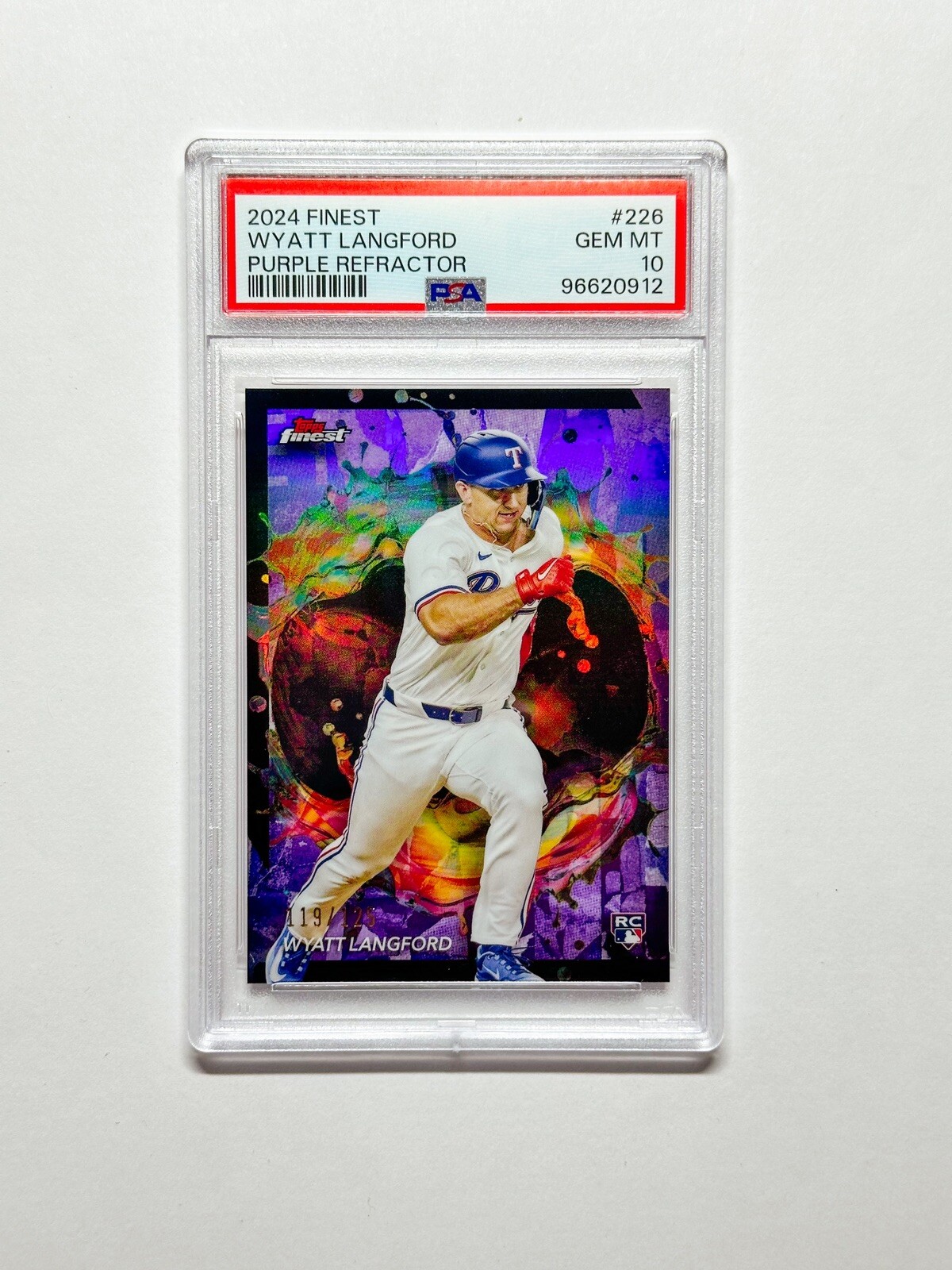 2024 Topps Finest - Rare Purple Refractor #226 Wyatt Langford /125 (RC) PSA 10