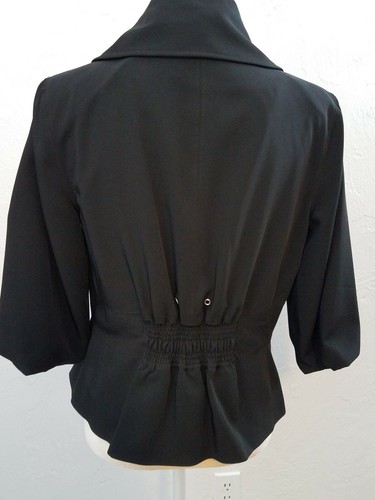 SIMON CHANG WOMENS SIZE 8 BLACK SHORT SLEEVE ONE BUTTON JACKET BLAZER - Picture 3 of 7