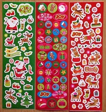 3 sheets Recollections Christmas XMAS Stickers Reindeer Santa Claus Candy RED