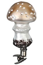 Inge-Glas Clip-on Pearl Mushroom 10064S024 German Glass Christmas Orn w/Gift Box
