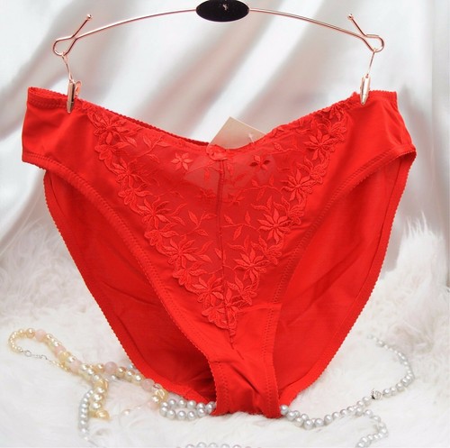 NYLON sissy Panties floral HIGH CUT sheer front ladies BIKINI sz S 2X 3X - Picture 6 of 6