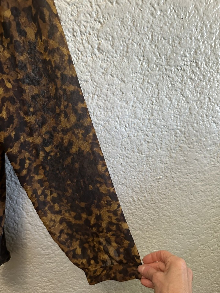 Camo Sheer Tunic Or Pool/Beach Cover Up Buttons V Neck Lightweight XL