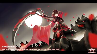 Anime rwby ruby rose scythe girls fantasy art girl moon Playmat Game Mat Desk