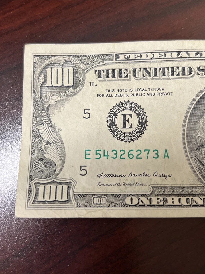 Series 1985 US One Hundred Dollar Bill $100 Richmond ~ E 54326273 A - Image 2 of 4