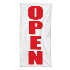 Vertical Vinyl Banner Multiple Sizes Open Red Business Business Outdoor