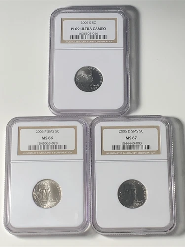 2006 P/D/S Jefferson Nickel NGC Ms66 MS67 Pf 69 (3 Coin)