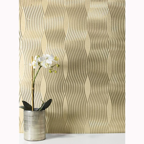 Luxury Foil Metallic Vinyl Arthouse Wallpaper in Wave, Slate & Honeycomb Designs - Picture 13 of 21