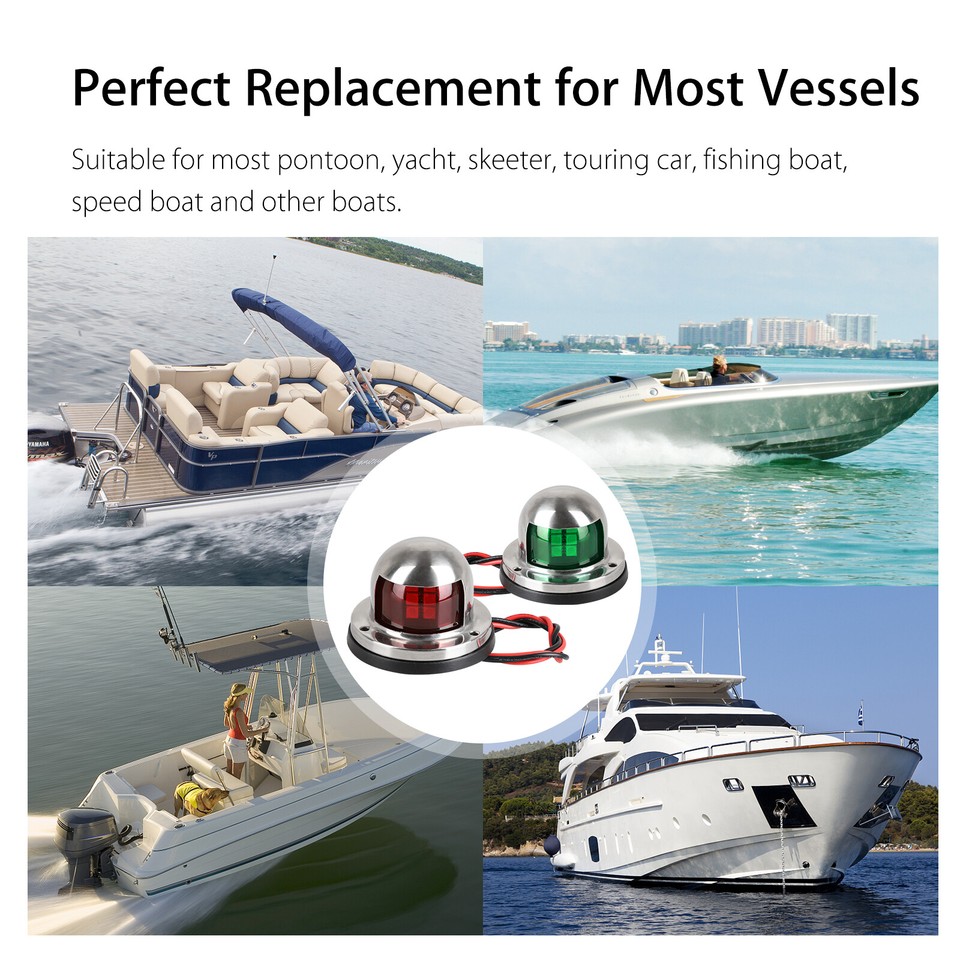 2X Marine Boat Yacht Pontoon Stainless Steel LED Bow Navigation