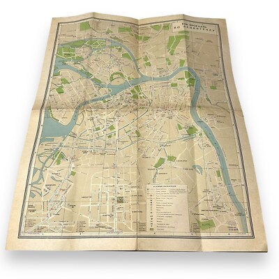 1964 Leningrad City Soviet Union Big Wall map USSR Art Poster Russian Vintage