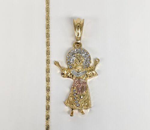 Gold Plated Divine Child Pendant Chain Necklace Jewelry Oro Divino Niño Cadena - Afbeelding 1 van 2