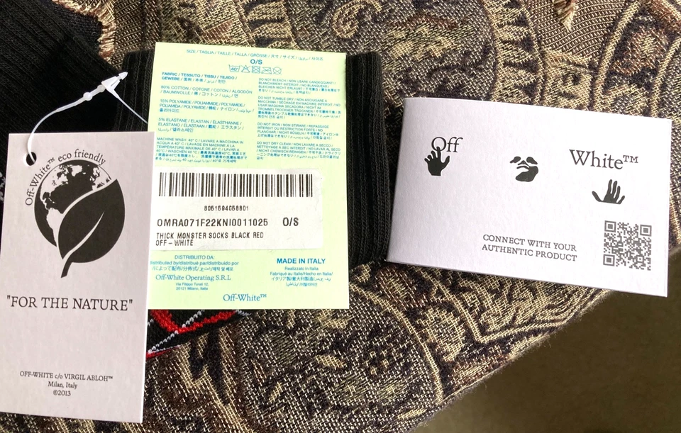 Virgil Abloh Off-White Italian Black Monster Logo Socks .Sold out. - Image 3 of 4