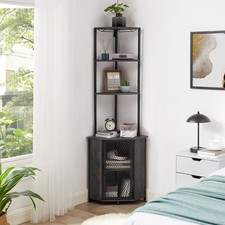 Corner Cabinet, Tall Storage Shelf, Bookshelf Display Shelves Rack for Living...