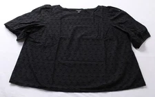 Ann Taylor Women's Eyelet Boatneck Popover Blouson Top AP2 Black Size: XL NWT