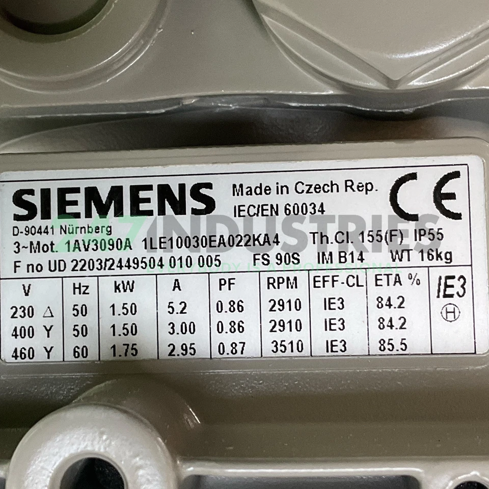 1LE1003-0EA02-2KA4 Siemens B14 = IM3601 (inner flange) 90-2P 1,5kW 230/4... - Photo 4/4