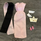 Vintage Barbie & Friends Size Pink Sheath Dress Gown  W Accessories 1960s Outfit
