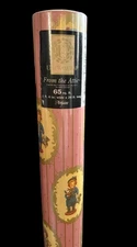 Sealed VTG 90s Artfaire Pink Victorian Christmas Wrapping Paper Roll USA 65 SqFt