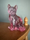 Fenton Pink Sitting Cat Glass Figurine 3.75” Collectible