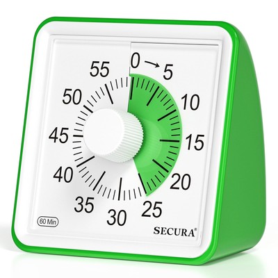 Secura 60-Minute Visual Timer, Classroom Countdown Timer Green & 