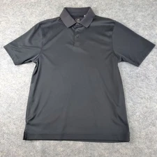 Cutter & Buck Polo Shirt Mens Medium Black Collared 1/4 Button Short Sleeve