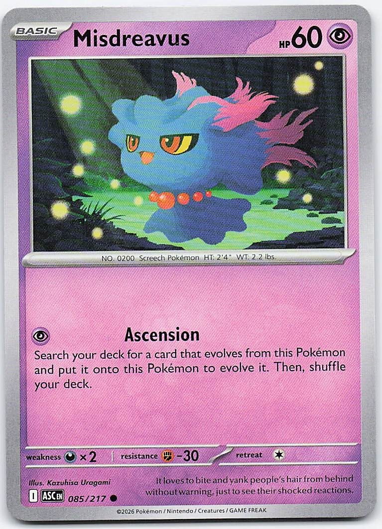 2026 Mega Evolutions Ascended Heroes Misdreavus 085/217 Common