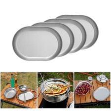 Set of 4 Elegant Meal Dish Set 304Stainless Steel Serving Plates Dinner Plate