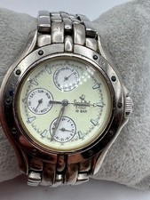 Unisex Spadolini Crepha Italy Triple Date Silver Tone Quartz Watch New Battery