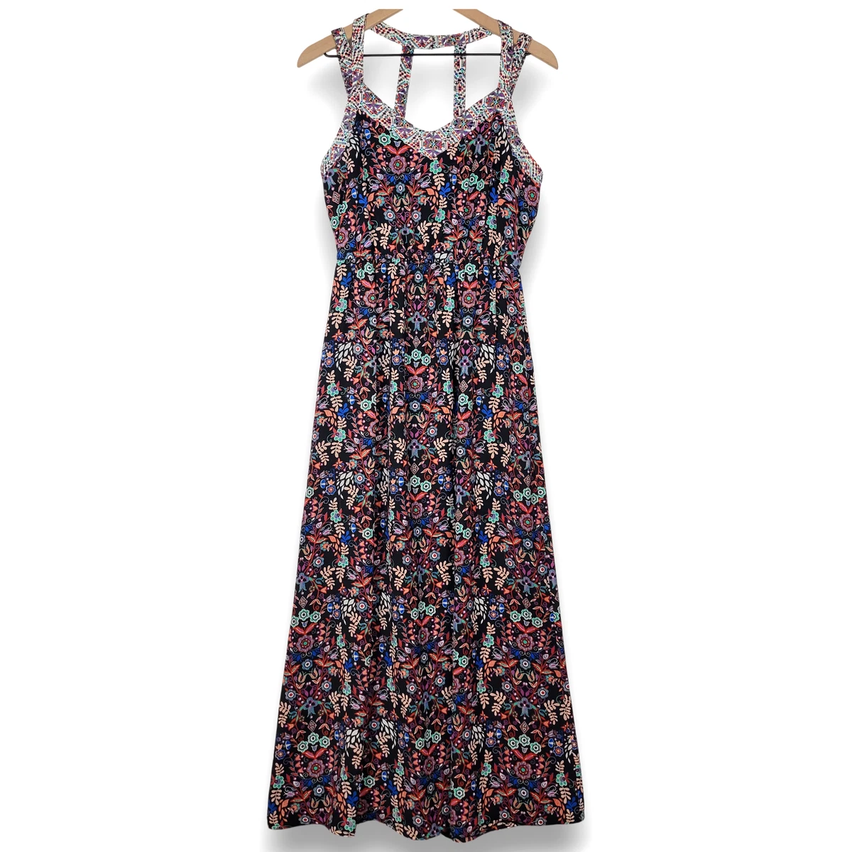 chinese dress ladies Xhilaration Floral Print Sleeveless V-Neck Strappy Cinched Top Maxi Dr –  Biggybargains main image 0