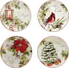 Silent Night 9" Salad/Dessert Plates, Medium, Multicolor, Set of 4