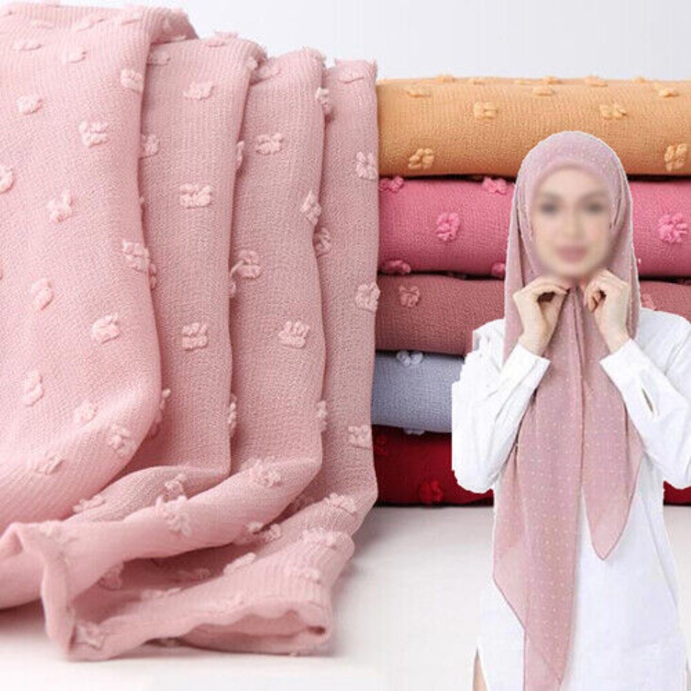 Solid Color Chiffon Hijab Scarf Women Shawl Wrap Muslim Headband Islamic Sjaal