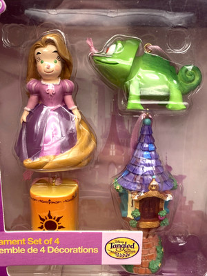 Disney Parks Tangled The Series Ornament Set of 4 Rapunzel Pascal Tower Lantern