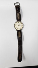 Vintage Fossil Watch Gold And White Toned Face Leather Band POOR