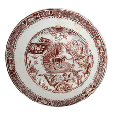 Staffordshire Childs Tea Set Plate Little Girl Big Dog Allerton 1880