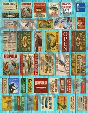 35 - 1:24 Scale Fishing Signs Stickers – Miniature Bait Shop, Cabin, Diorama