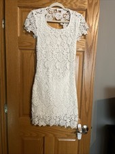 Shein White Lace Dress Open Back Size Medium