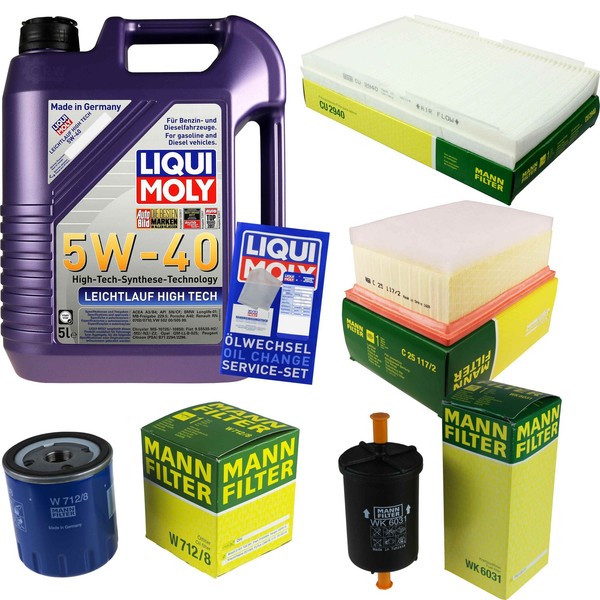 Mann Inspektionspaket 5L Liqui Moly 5W-40 FüR Peugeot 307 1.6 16V 2.0 1.4-image