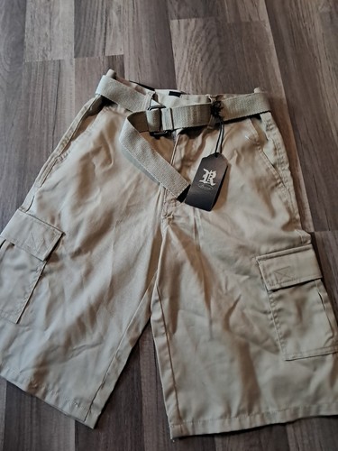 Boys KHAKI DRESS SHORTS & BELT 6 Pockets BEIGE TAN ,size 12/14 . - Picture 2 of 15