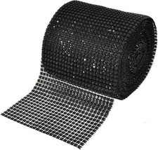 Black 10 Yards DIAMOND MESH WRAP ROLL CRYSTAL RHINESTONE SPARKLE BLING RIBBON