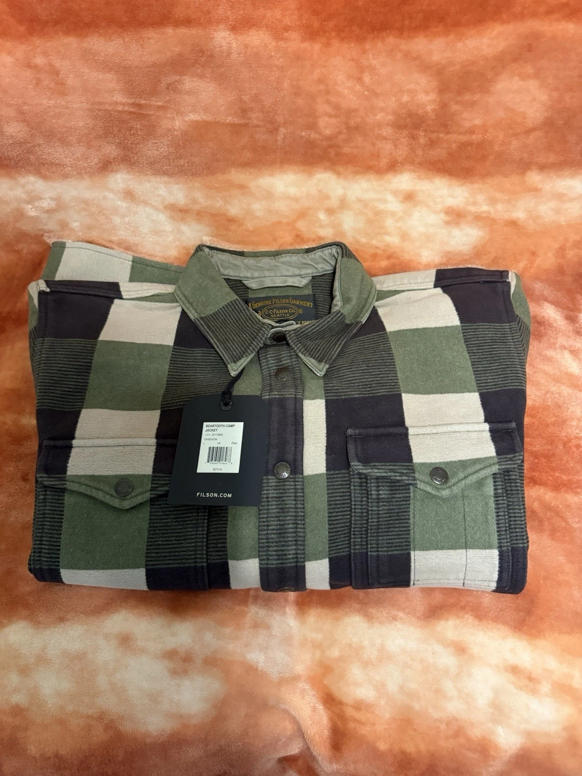 Filson Beartooth Camp Plaid Jacket "Cinder Olive Check" NWT