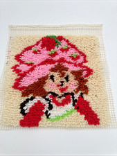 Vintage 80  s Strawberry Shortcake Latch Hook Rug Wall Hanging