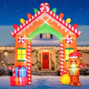 Joedom 10 FT Chrstmas Nflatable Gngerbread House Archway Wth