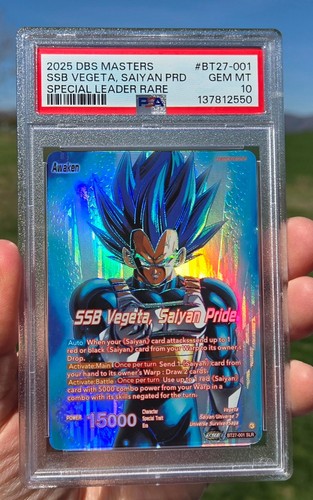 SSB VEGETA SAIYAN PRIDE BT27-001 SLR PSA 10 HISTORY OF Z DRAGON BALL MASTERS