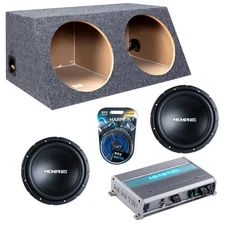 Slanted Sealed Hatchback Enclosure w/ SRX1240 12" Sub, 600W Amplifier, Amp Kit