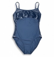 Wear Moi XS Blue Velvet Panel Camisole Leotard Adult Ballet Dance