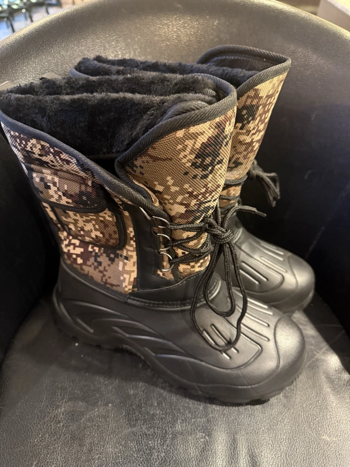 Camo Snow Shoes High-top Lightweight EVA Waterproof Warm Boot Sz 11-11.5