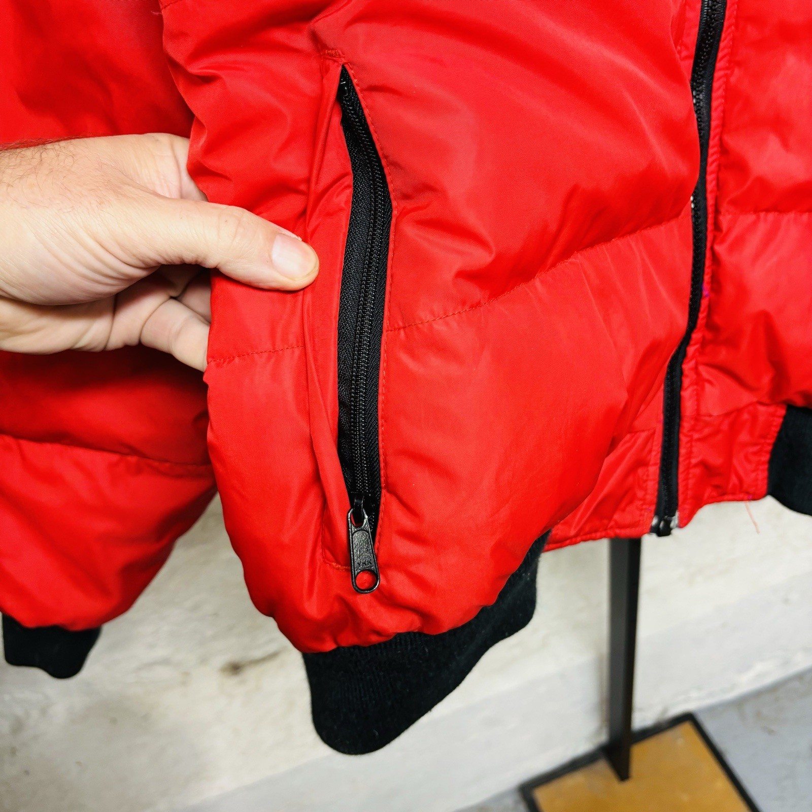 Woolrich Goose Down Puffer Jacket Sheep Logo Reversible Blue Red Vintage 80s 90s image 9