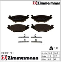 Zimmermann 20889.173.1 Bremsbelagsatz FüR Scheibenbremse Bremsbelagsatz