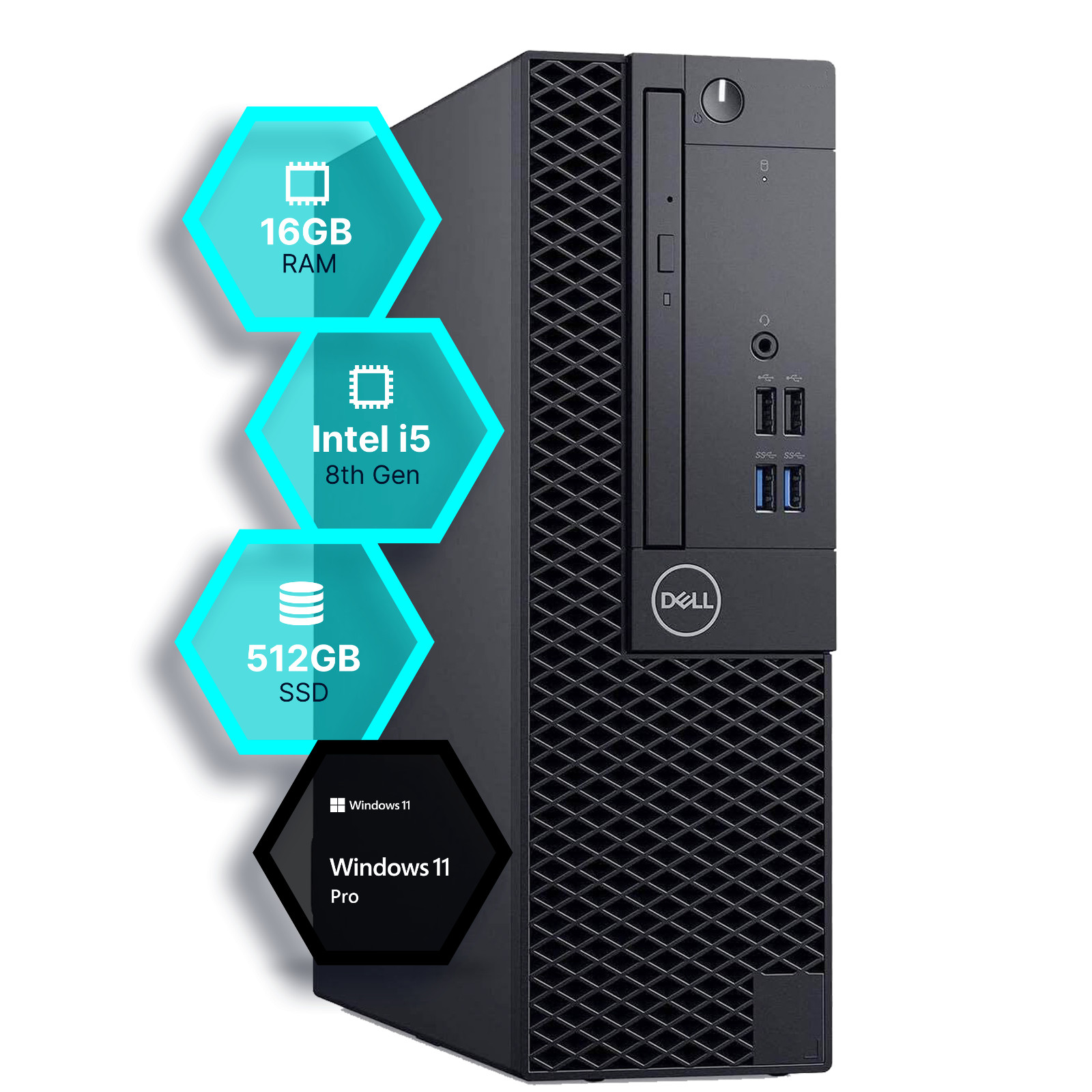 Dell Optiplex Desktop PC Computer Intel i5 8th Gen 16GB RAM 512GB SSD Windows 11