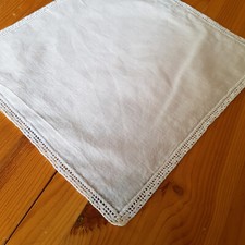 altes Stofftaschentuch Taschentuch wei&szlig; Stickerei Vintage 15