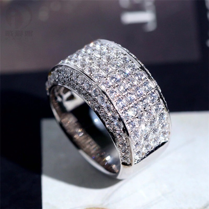 Fiancé Ring Silver plated Hip Hop Ring 3.1 CT CZ Heavy Women Pretty Band